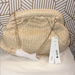 Aqua Tan Woven Shoulder Bag